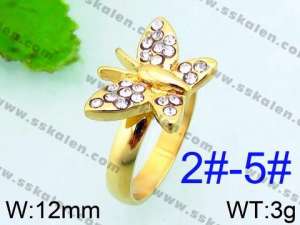 Stainless Steel Stone&Crystal Ring - KR34948-L