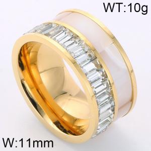 Stainless Steel Stone&Crystal Ring - KR34982-K