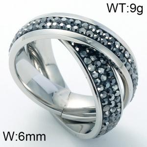 Stainless Steel Stone&Crystal Ring - KR35040-K