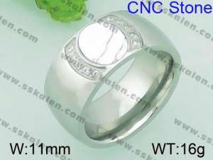 Stainless Steel Stone&Crystal Ring - KR35183-K