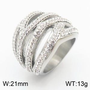Stainless Steel Stone&Crystal Ring - KR35426-AD