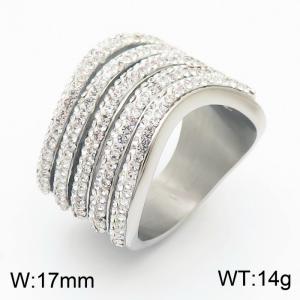 Stainless Steel Stone&Crystal Ring - KR35493-AD