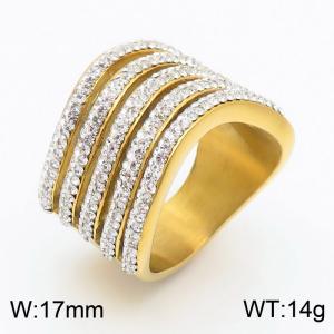 Stainless Steel Stone&Crystal Ring - KR35496-AD