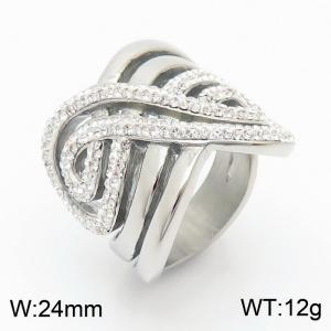 Stainless Steel Stone&Crystal Ring - KR35505-AD