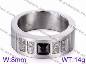 Stainless Steel Stone&Crystal Ring - KR35714-K