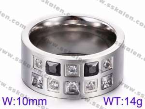 Stainless Steel Stone&Crystal Ring - KR35716-K