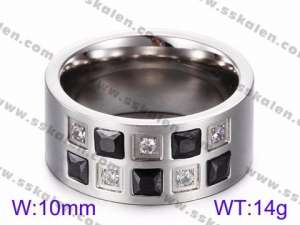 Stainless Steel Stone&Crystal Ring - KR35717-K