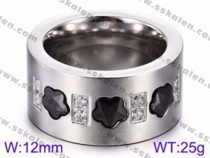 Stainless Steel Stone&Crystal Ring - KR35722-K