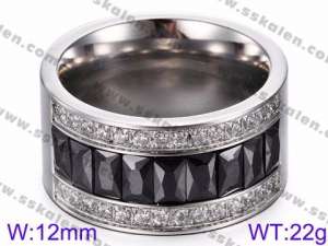 Stainless Steel Stone&Crystal Ring - KR35729-K