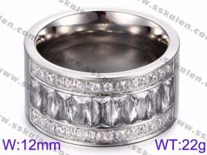 Stainless Steel Stone&Crystal Ring - KR35730-K