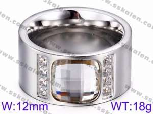 Stainless Steel Stone&Crystal Ring - KR35743-K