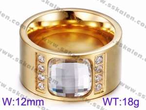 Stainless Steel Stone&Crystal Ring - KR35747-K