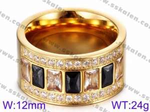 Stainless Steel Stone&Crystal Ring - KR35756-K