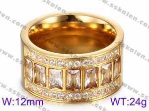 Stainless Steel Stone&Crystal Ring - KR35757-K