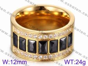 Stainless Steel Stone&Crystal Ring - KR35759-K