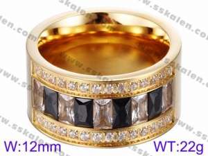 Stainless Steel Stone&Crystal Ring - KR35762-K