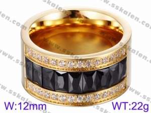 Stainless Steel Stone&Crystal Ring - KR35763-K