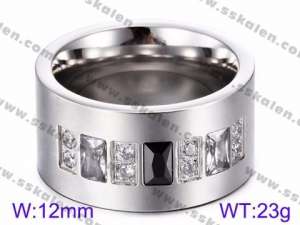 Stainless Steel Stone&Crystal Ring - KR35768-K