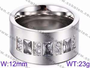 Stainless Steel Stone&Crystal Ring - KR35770-K