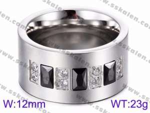 Stainless Steel Stone&Crystal Ring - KR35771-K