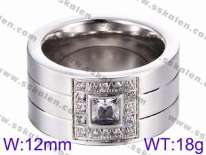 Stainless Steel Stone&Crystal Ring - KR35775-K