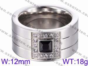 Stainless Steel Stone&Crystal Ring - KR35776-K