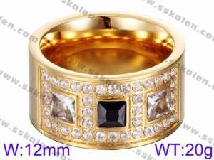 Stainless Steel Stone&Crystal Ring - KR35786-K