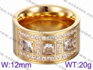 Stainless Steel Stone&Crystal Ring - KR35787-K