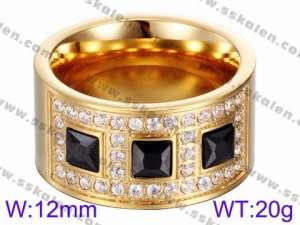 Stainless Steel Stone&Crystal Ring - KR35789-K