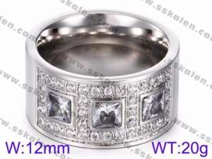 Stainless Steel Stone&Crystal Ring - KR35790-K