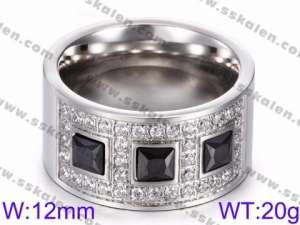 Stainless Steel Stone&Crystal Ring - KR35793-K