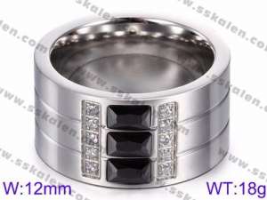 Stainless Steel Stone&Crystal Ring - KR35799-K