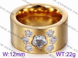 Stainless Steel Stone&Crystal Ring - KR35811-K