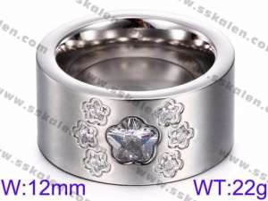 Stainless Steel Stone&Crystal Ring - KR35814-K