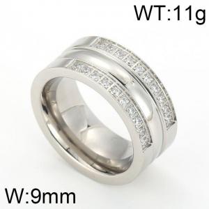 Stainless Steel Stone&Crystal Ring - KR35850-K