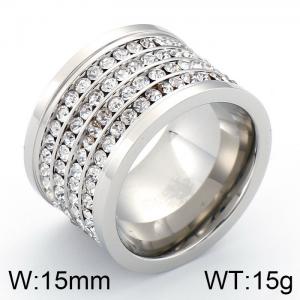 Stainless Steel Stone&Crystal Ring - KR36409-K