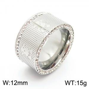 Stainless Steel Stone&Crystal Ring - KR36412-K