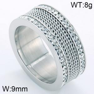 Stainless Steel Stone&Crystal Ring - KR36417-K