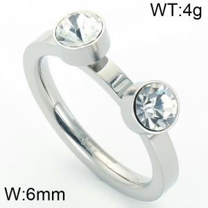 Stainless Steel Stone&Crystal Ring - KR36495-K