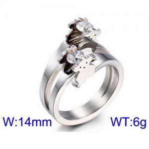 Stainless Steel Stone&Crystal Ring - KR36840-K