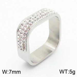 Stainless Steel Stone&Crystal Ring - KR37097-K