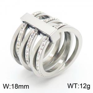 Stainless Steel Stone&Crystal Ring - KR37169-K
