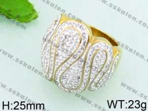 Stainless Steel Stone&Crystal Ring - KR37220-L