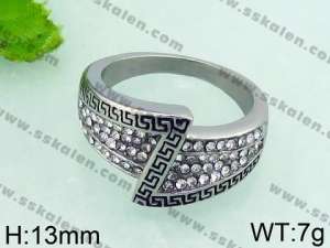 Stainless Steel Stone&Crystal Ring - KR37463-L