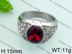 Stainless Steel Stone&Crystal Ring - KR37467-L