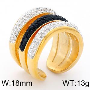 Stainless Steel Stone&Crystal Ring - KR38212-K