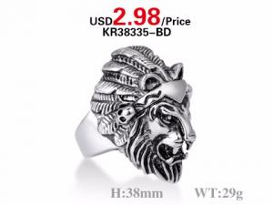 Custom Made High Quality 316L Stainless Steel Lion Head Ring - KR38335-BD