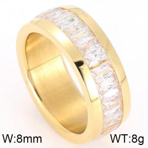 Stainless Steel Stone&Crystal Ring - KR40307-K