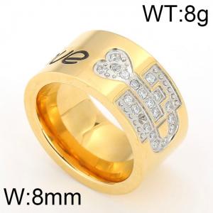 Stainless Steel Stone&Crystal Ring - KR42663-K