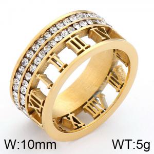 Stainless Steel Stone&Crystal Ring - KR42769-K